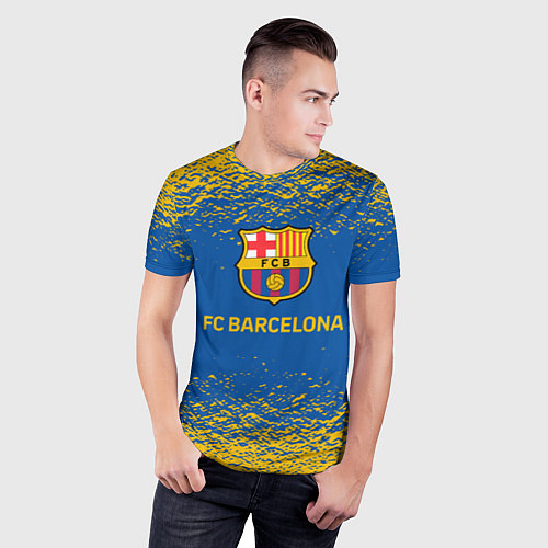 Мужская спорт-футболка Barcelona желтые брызги / 3D-принт – фото 3