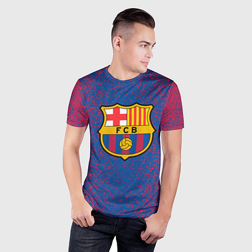 Мужская спорт-футболка Barcelona брызги красок / 3D-принт – фото 3