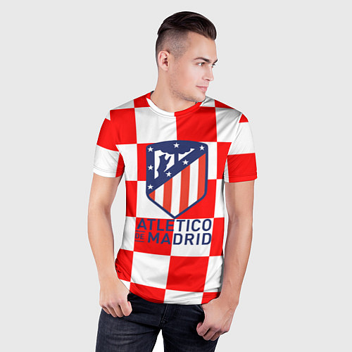 Мужская спорт-футболка Atletico madrid кубики / 3D-принт – фото 3