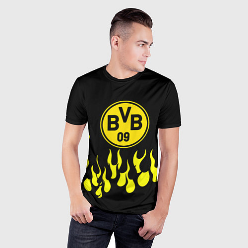 Мужская спорт-футболка Borussia пламя / 3D-принт – фото 3