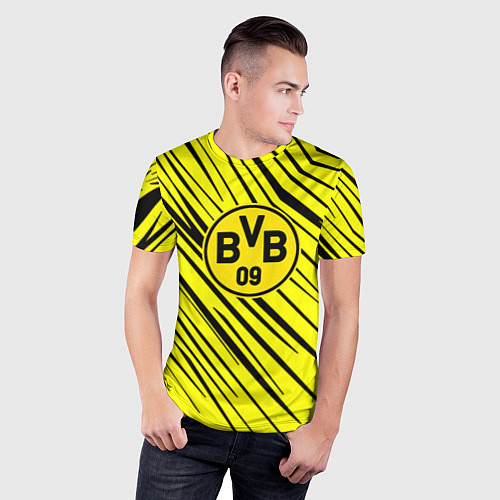 Мужская спорт-футболка Borussia боруссия абстрактный фон желтый / 3D-принт – фото 3