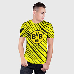 Футболка спортивная мужская Borussia боруссия абстрактный фон желтый, цвет: 3D-принт — фото 2