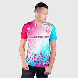 Футболка спортивная мужская Leicester City Neon Gradient, цвет: 3D-принт — фото 2