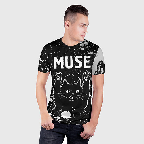Мужская спорт-футболка Группа Muse и Рок Кот / 3D-принт – фото 3