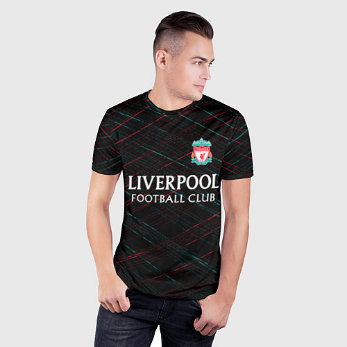Мужская спорт-футболка Liverpool ливерпуль чёрточки / 3D-принт – фото 3