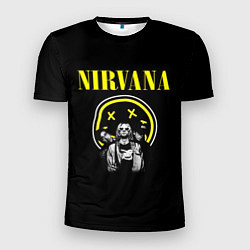 Футболка спортивная мужская NIRVANA логотип и исполнители, цвет: 3D-принт