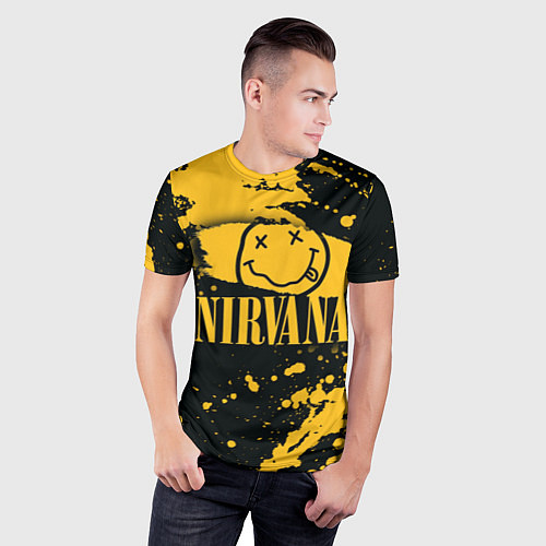 Мужская спорт-футболка NIRVANA логотип и краска / 3D-принт – фото 3