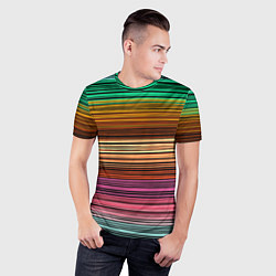 Футболка спортивная мужская Multicolored thin stripes Разноцветные полосы, цвет: 3D-принт — фото 2