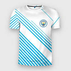 Мужская спорт-футболка Манчестер сити голубые полоски
