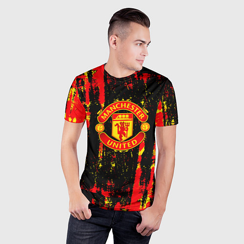 Мужская спорт-футболка Manchester united краска / 3D-принт – фото 3