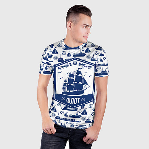 Мужская спорт-футболка Морской и речной флот / 3D-принт – фото 3