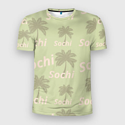 Футболка спортивная мужская Пальмы на салатном фоне palm trees text, цвет: 3D-принт