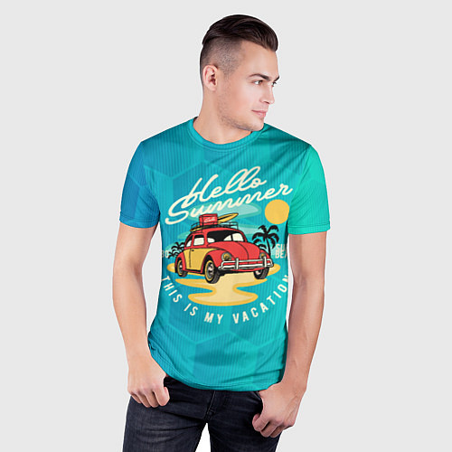 Мужская спорт-футболка Summer car Авто на пляже / 3D-принт – фото 3