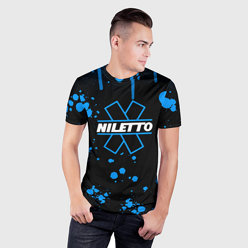 Мужская спорт-футболка Нилето niletto потёки и капли краски / 3D-принт – фото 3