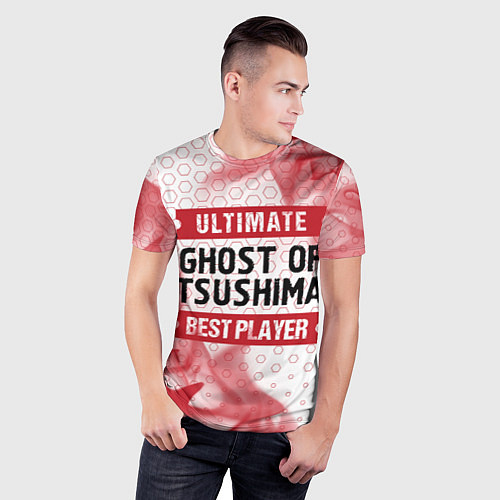 Мужская спорт-футболка Ghost of Tsushima: красные таблички Best Player и / 3D-принт – фото 3
