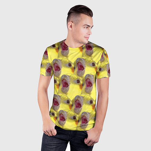 Мужская спорт-футболка Попугай Корелла Орёт Мем / 3D-принт – фото 3