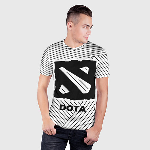 Мужская спорт-футболка Символ Dota на светлом фоне с полосами / 3D-принт – фото 3