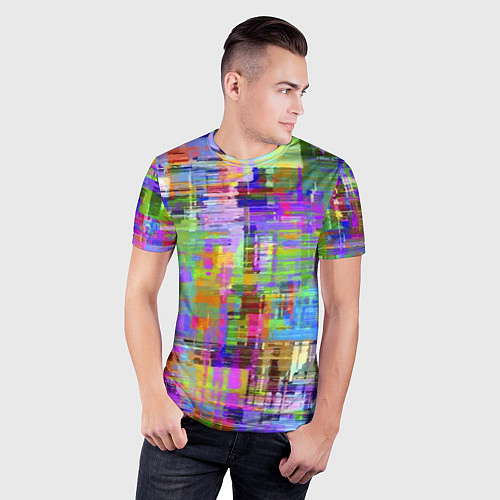 Мужская спорт-футболка Красочный авангардный глитч Fashion trend / 3D-принт – фото 3