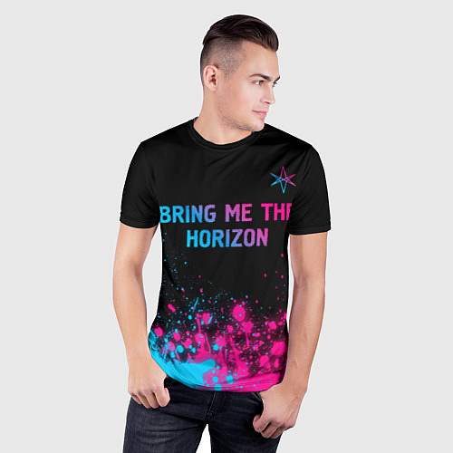 Мужская спорт-футболка Bring Me the Horizon Neon Gradient / 3D-принт – фото 3