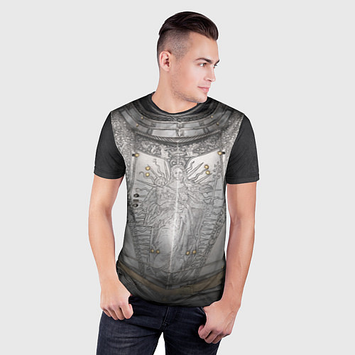 Мужская спорт-футболка Броня серебряного рыцаря / 3D-принт – фото 3