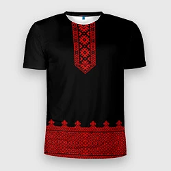 Футболка спортивная мужская Черная славянская рубаха, цвет: 3D-принт