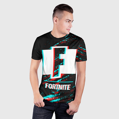 Мужская спорт-футболка Fortnite в стиле Glitch Баги Графики на темном фон / 3D-принт – фото 3