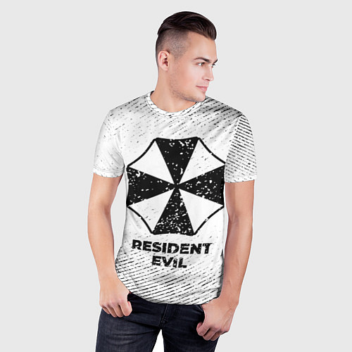 Мужская спорт-футболка Resident Evil с потертостями на светлом фоне / 3D-принт – фото 3