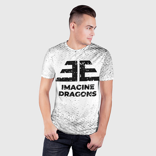 Мужская спорт-футболка Imagine Dragons с потертостями на светлом фоне / 3D-принт – фото 3