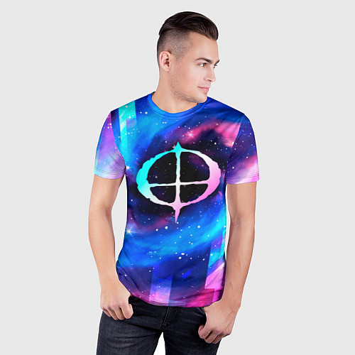 Мужская спорт-футболка Ozzy Osbourne Неоновый Космос / 3D-принт – фото 3
