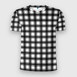 Мужская спорт-футболка Black and white trendy checkered pattern
