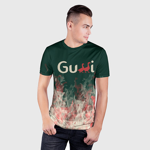 Мужская спорт-футболка Gucci - огонь / 3D-принт – фото 3
