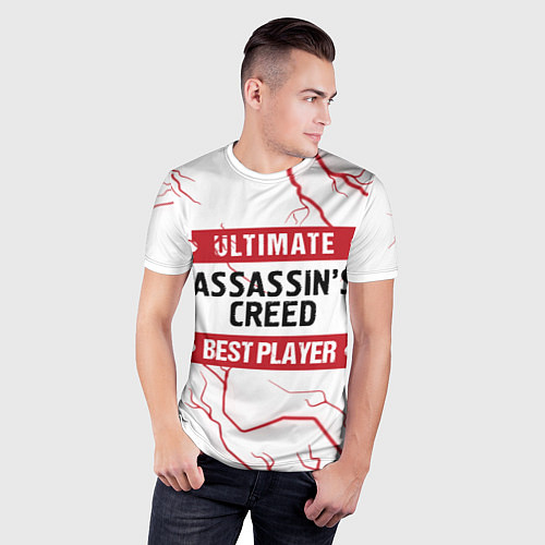 Мужская спорт-футболка Assassins Creed: красные таблички Best Player и Ul / 3D-принт – фото 3
