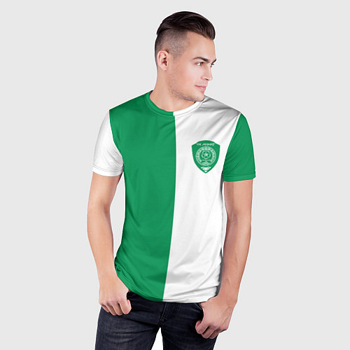 Мужская спорт-футболка ФК Ахмат бело-зеленая форма / 3D-принт – фото 3