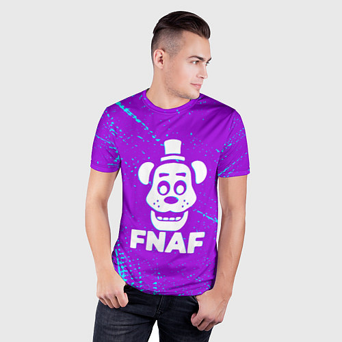 Мужская спорт-футболка Пять ночей с фредди - неон / 3D-принт – фото 3