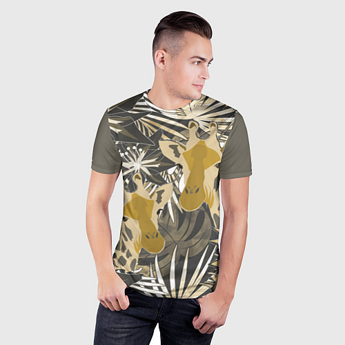 Мужская спорт-футболка Жирафы в тропиках / 3D-принт – фото 3