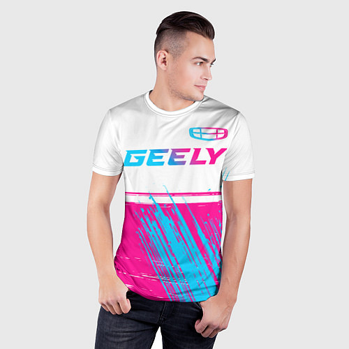 Мужская спорт-футболка Geely Auto Neon Gradient / 3D-принт – фото 3