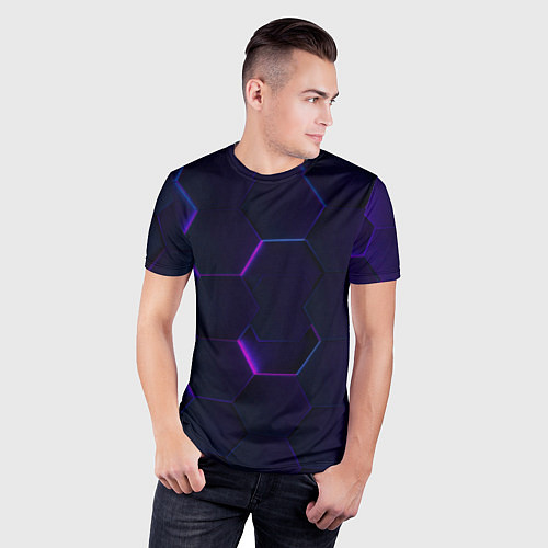 Мужская спорт-футболка Фигурный фиолетовый фон / 3D-принт – фото 3
