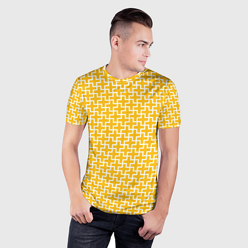 Мужская спорт-футболка Белые крестики на желтом фоне / 3D-принт – фото 3