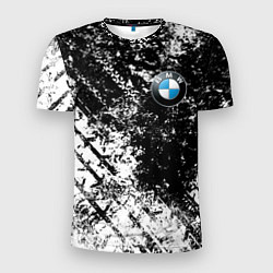 Футболка спортивная мужская BMW : Испачканная ЧБ, цвет: 3D-принт