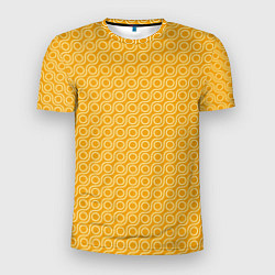 Футболка спортивная мужская Волнистые желтые узоры, цвет: 3D-принт