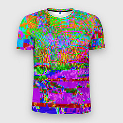 Футболка спортивная мужская Пиксельный глитч-арт паттерн, цвет: 3D-принт