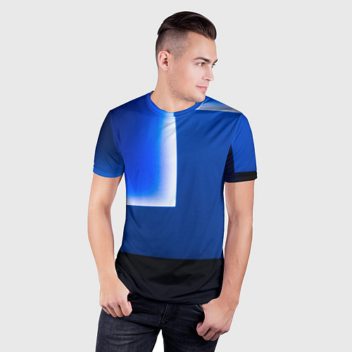 Мужская спорт-футболка Абстрактные геометрические фигуры - Cиний / 3D-принт – фото 3