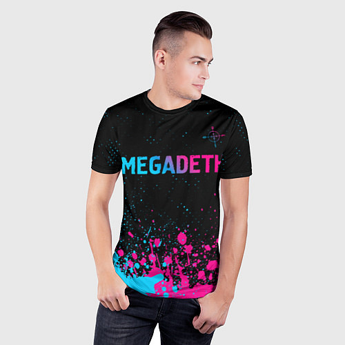 Мужская спорт-футболка Megadeth - neon gradient / 3D-принт – фото 3