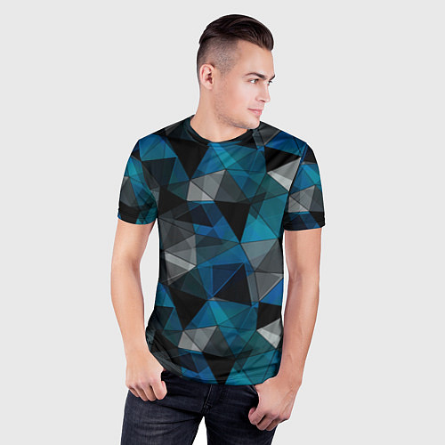 Мужская спорт-футболка Сине-черный геометрический / 3D-принт – фото 3