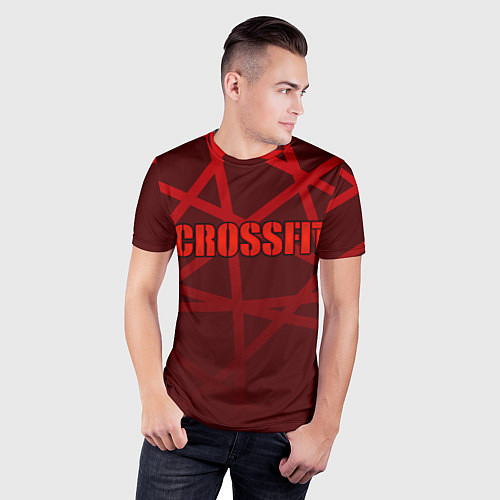 Мужская спорт-футболка CROSSFIT - КРАСНЫЕ ЛИНИИ / 3D-принт – фото 3