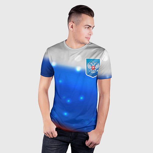 Мужская спорт-футболка Герб России Blue / 3D-принт – фото 3