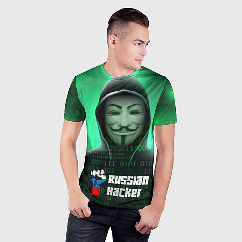 Мужская спорт-футболка Russian hacker green / 3D-принт – фото 3
