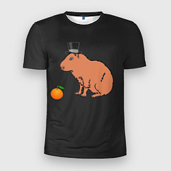 Футболка спортивная мужская Капибара в цилиндре, цвет: 3D-принт