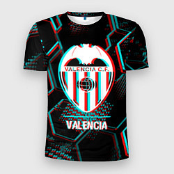 Футболка спортивная мужская Valencia FC в стиле glitch на темном фоне, цвет: 3D-принт
