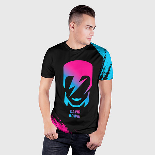 Мужская спорт-футболка David Bowie - neon gradient / 3D-принт – фото 3